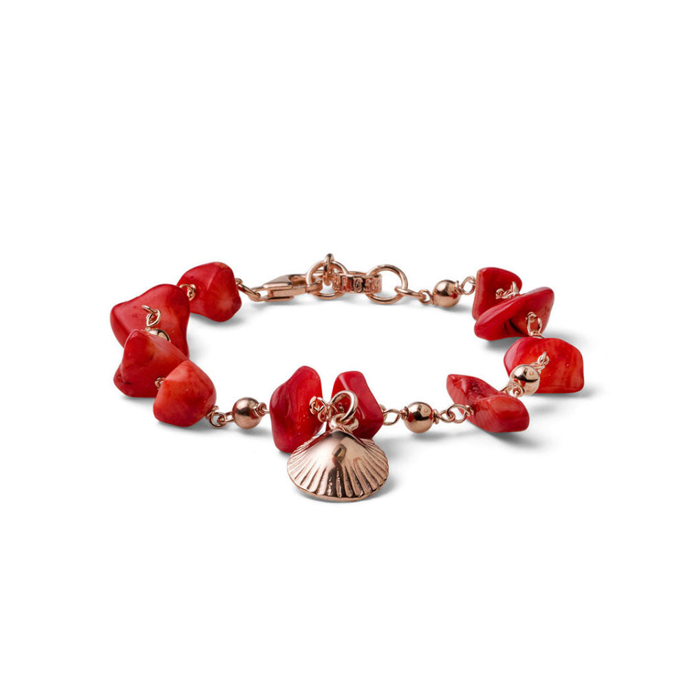 WOMEN'S BRACELET SOLEIL COLLECTION SILVER ROSE GOLD AND RED CALCITE