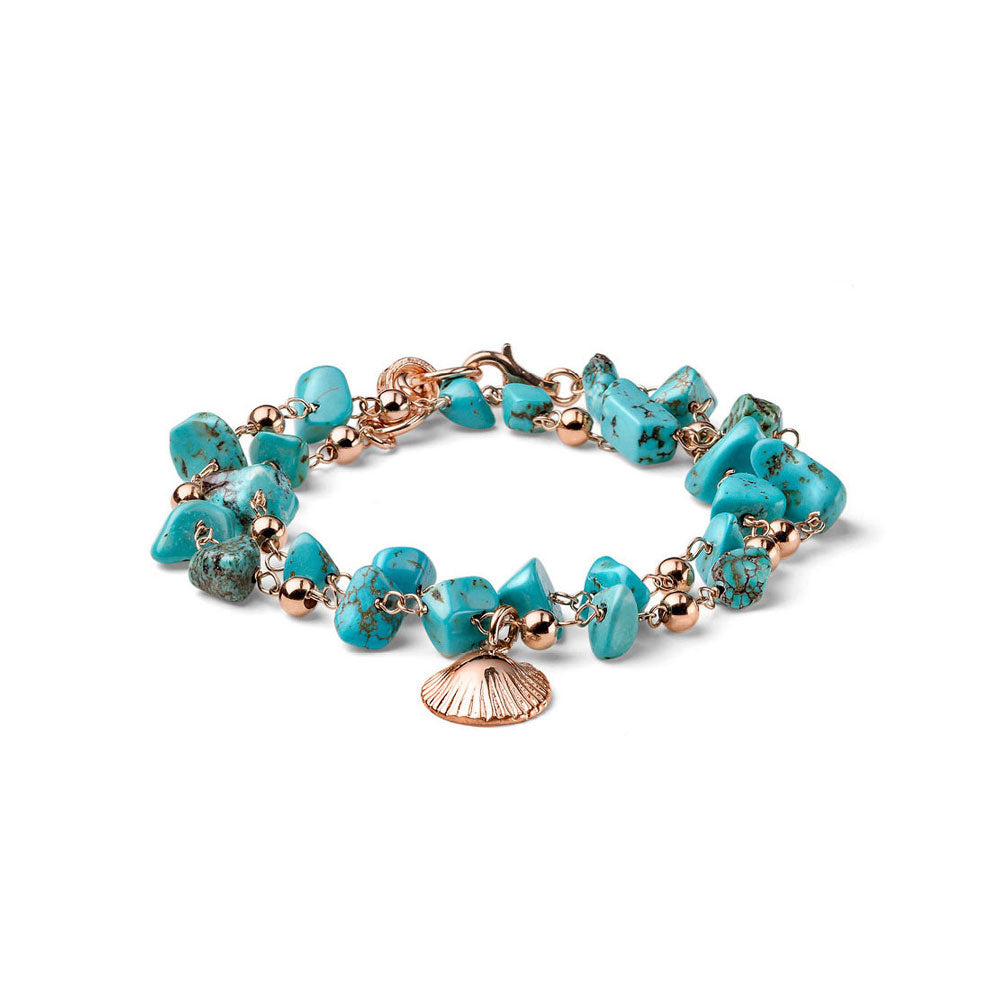 WOMEN'S DUE GIRI BRACELET SOLEIL COLLECTION SILVER ROSE GOLD AND LIGHT BLUE AULITE