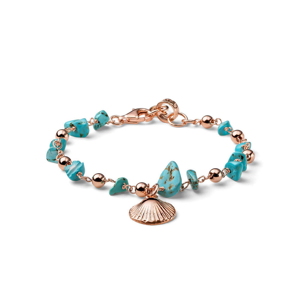 WOMEN'S BRACELET SOLEIL COLLECTION SILVER ROSE GOLD AND LIGHT BLUE AULITE