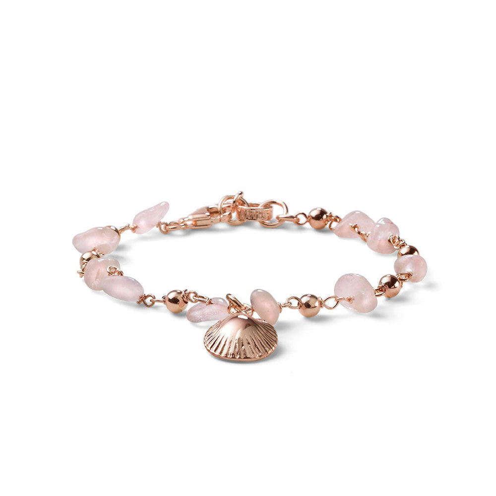 BRACCIALE DONNA COLLEZIONE SOLEIL ARGENTO ORO ROSA E QUARZO ROSA