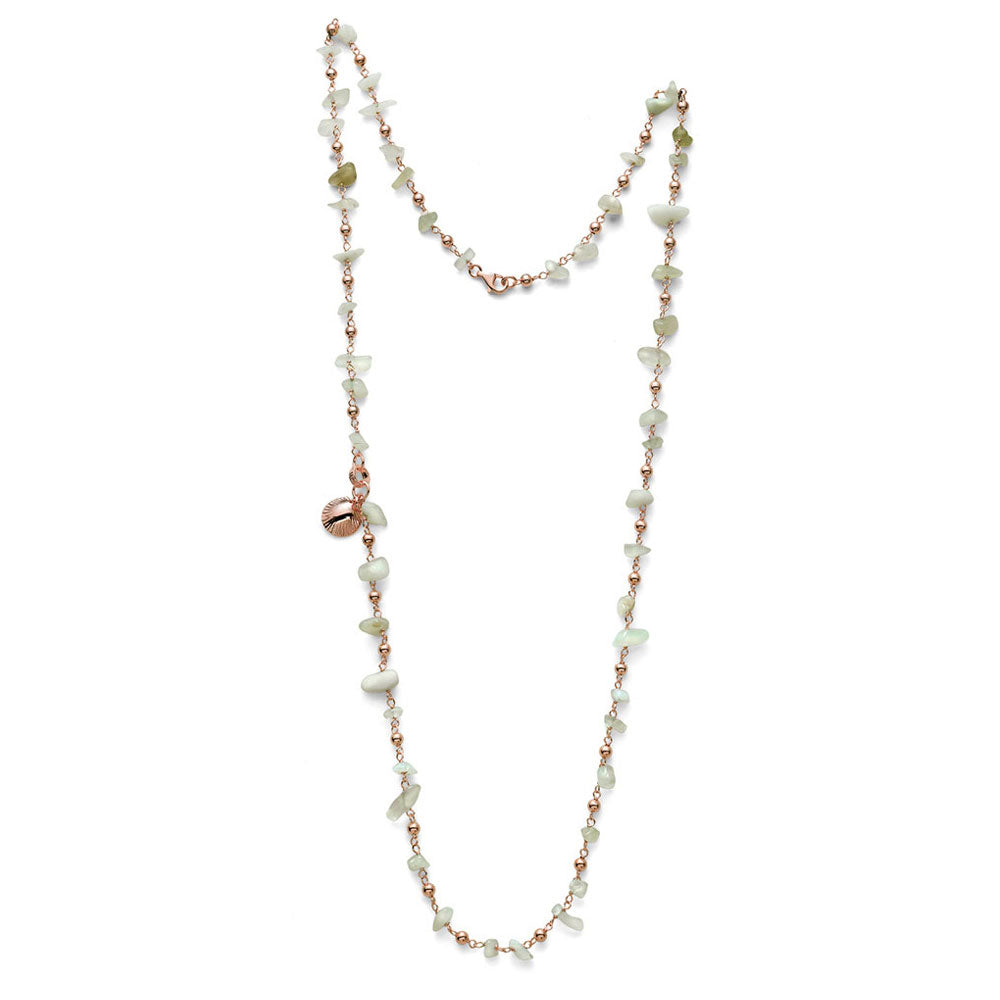 WOMEN'S NECKLACE SOLEIL COLLECTION SILVER ROSE GOLD AND PREHNITE