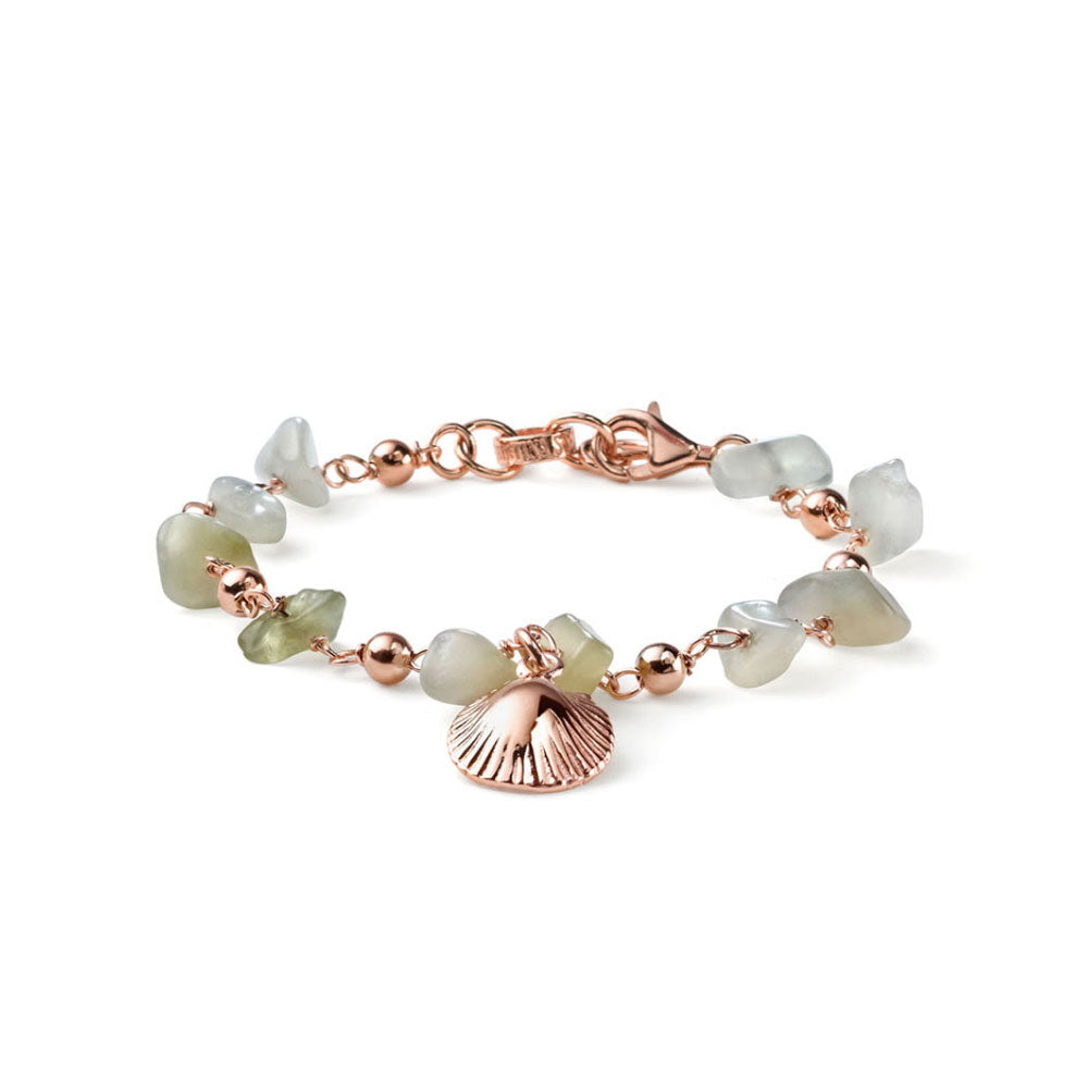 BRACCIALE DONNA COLLEZIONE SOLEIL ARGENTO ORO ROSA E PREHNITE