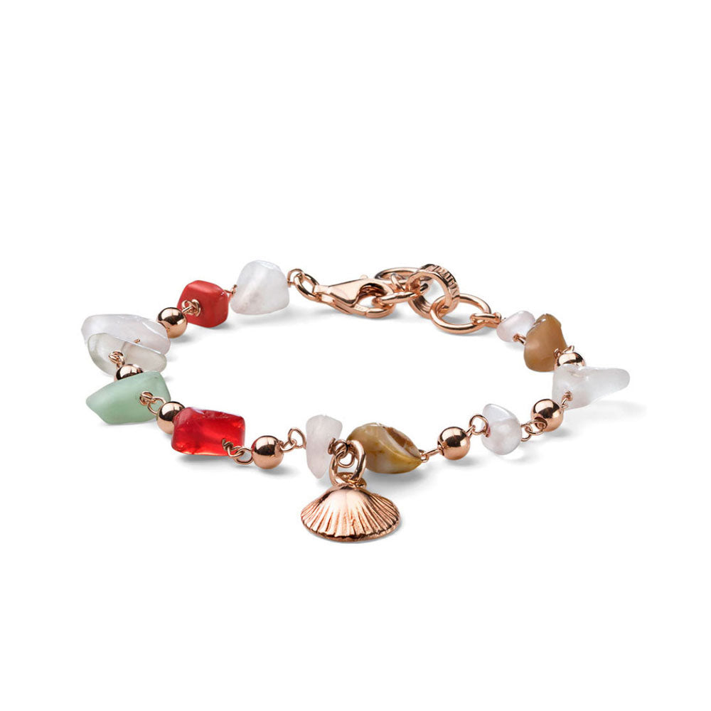 WOMEN'S BRACELET SOLEIL COLLECTION SILVER ROSE GOLD AND MIX STONES