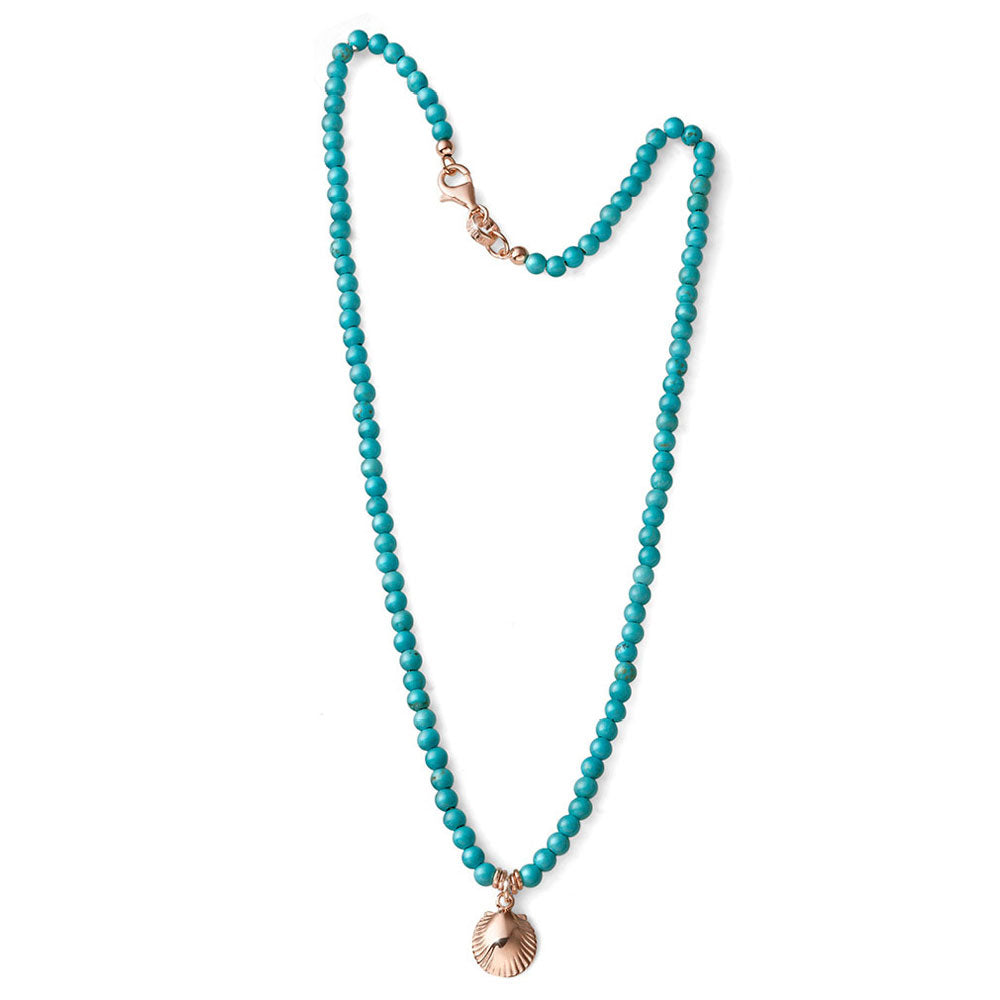 WOMEN'S NECKLACE ENJOY COLLECTION SILVER PINK AND LIGHT BLUE AULITE SHELL CHARM