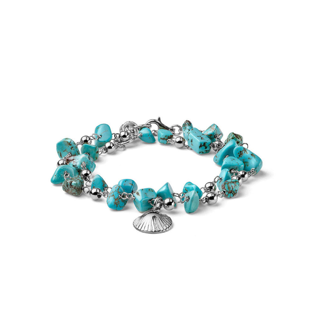 WOMEN'S TWO GIRI BRACELET SOLEIL COLLECTION SILVER AND LIGHT BLUE AULITE