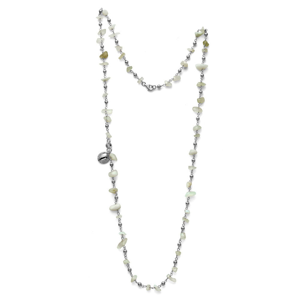 WOMEN'S NECKLACE SOLEIL COLLECTION SILVER AND PREHNITE