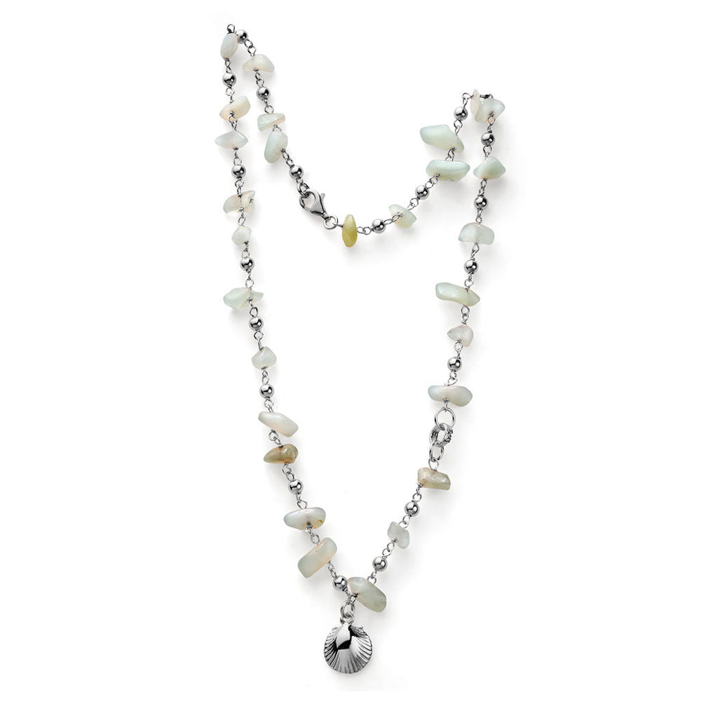 COLLANA DONNA COLLEZIONE SOLEIL ARGENTO E PREHNITE CIONDOLO