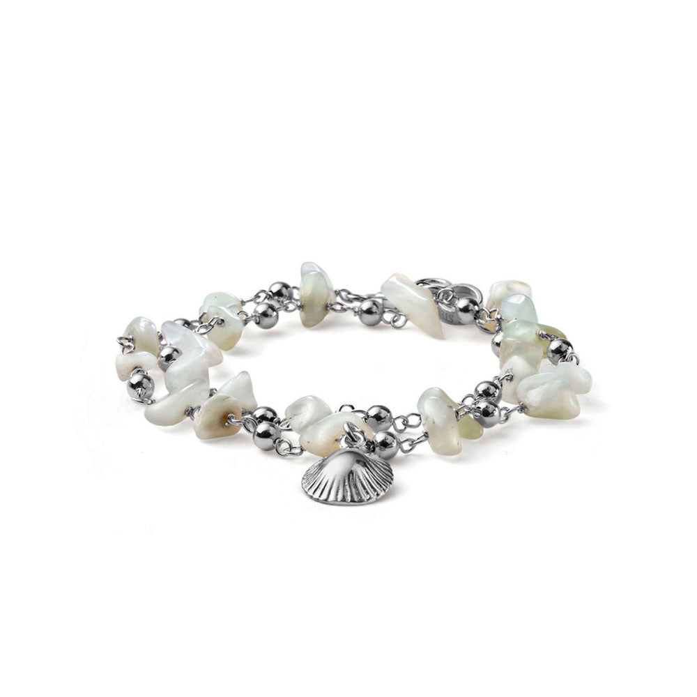 WOMEN'S TWO GIRI BRACELET SOLEIL COLLECTION SILVER AND PREHNITE