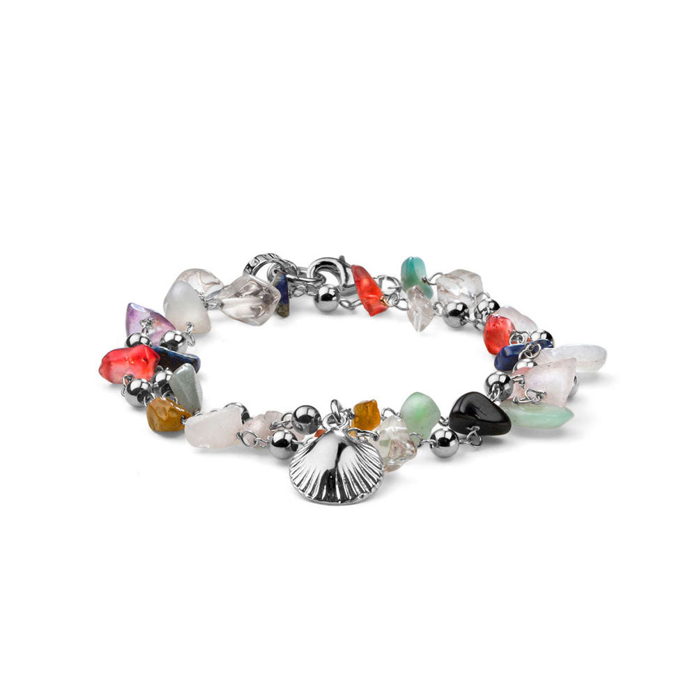 DUE GIRI WOMEN'S BRACELET SOLEIL COLLECTION SILVER AND MIXED STONES