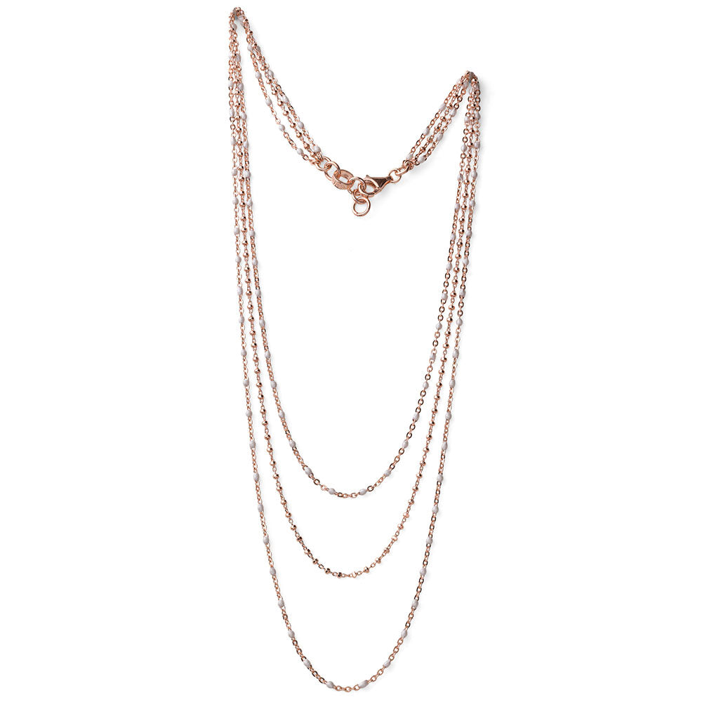 COLLANA DONNA COLLEZIONE ENJOY ARGENTO ROSE' E SMALTO MADREPERLA