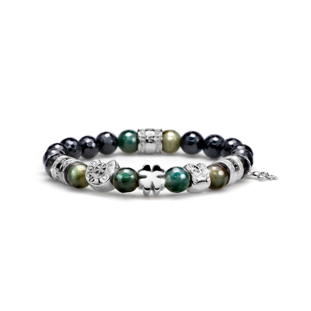 WOMEN'S BRACELET PENSIERI PRECIOSI SILVER AND MIX OF STONES LUCK CHARMS