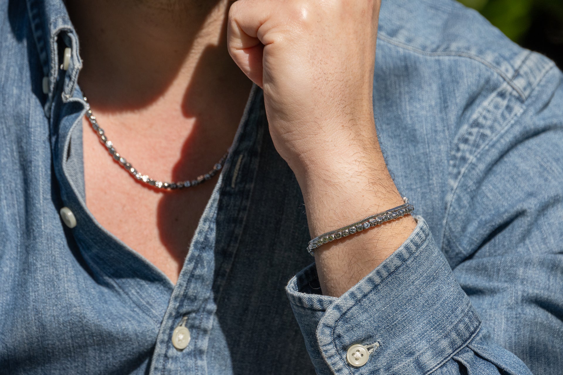 Urban Soul men's bracelet with burnished silver nuggets