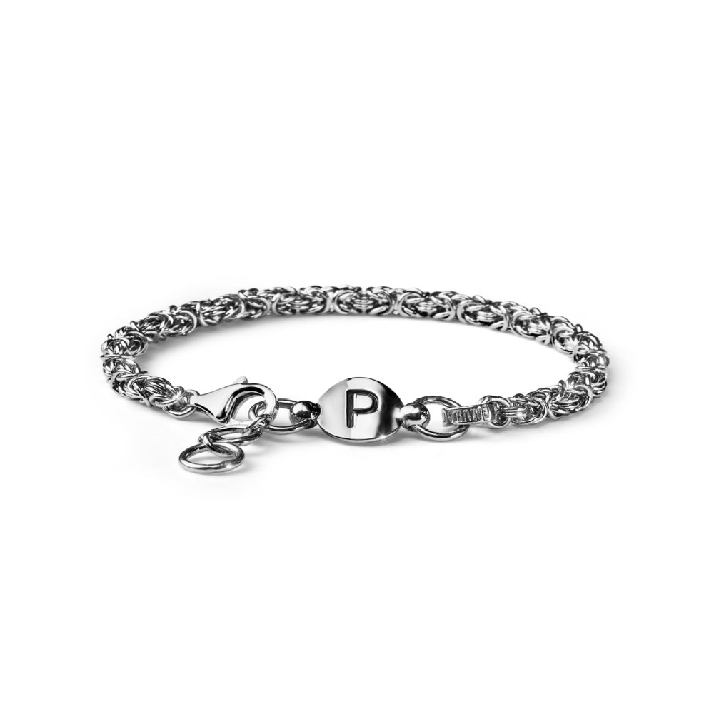 Men's Bracelet with initials, thin braided silver - Dedicated to You