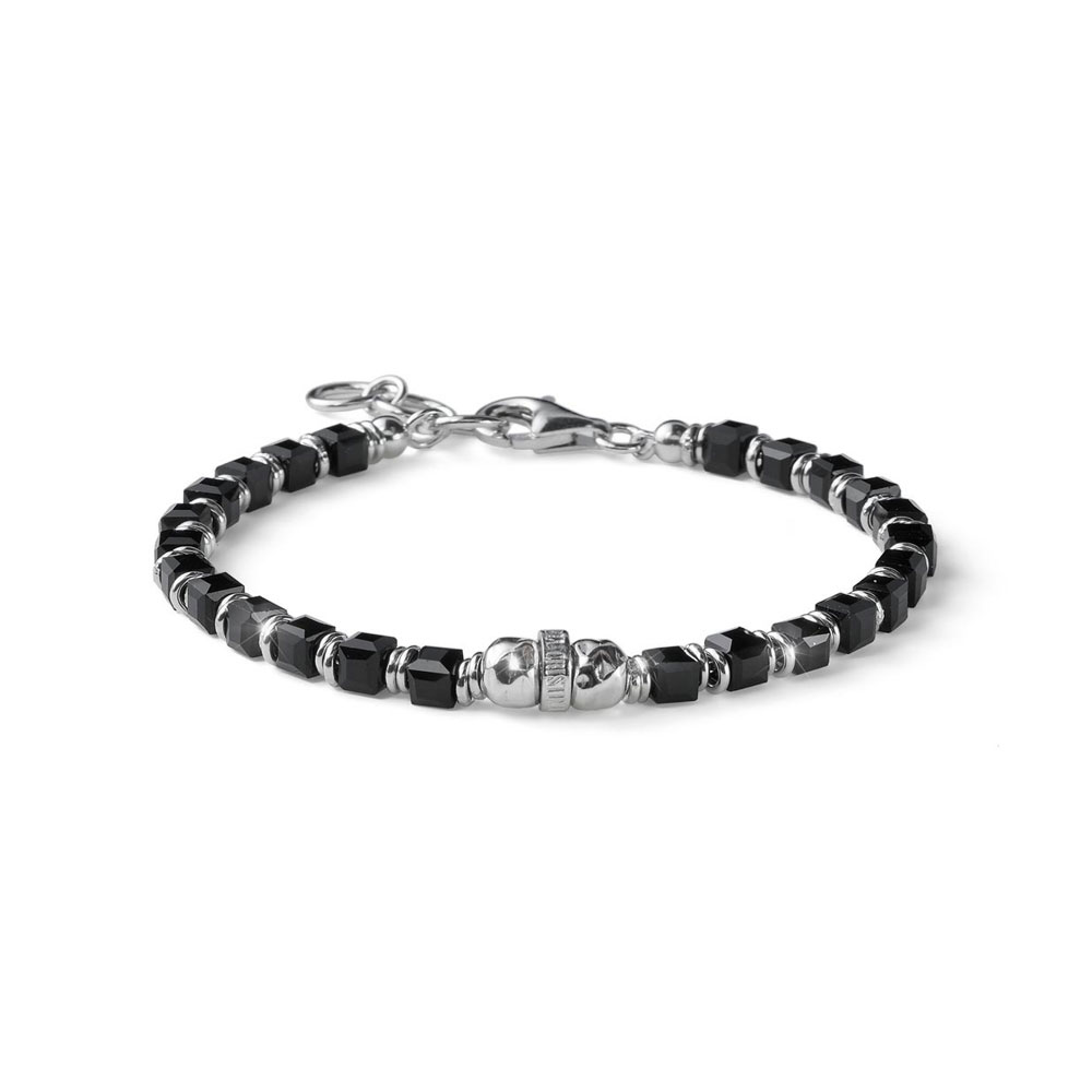 Men's bracelet with black cubes and silver circles - Snake Collection