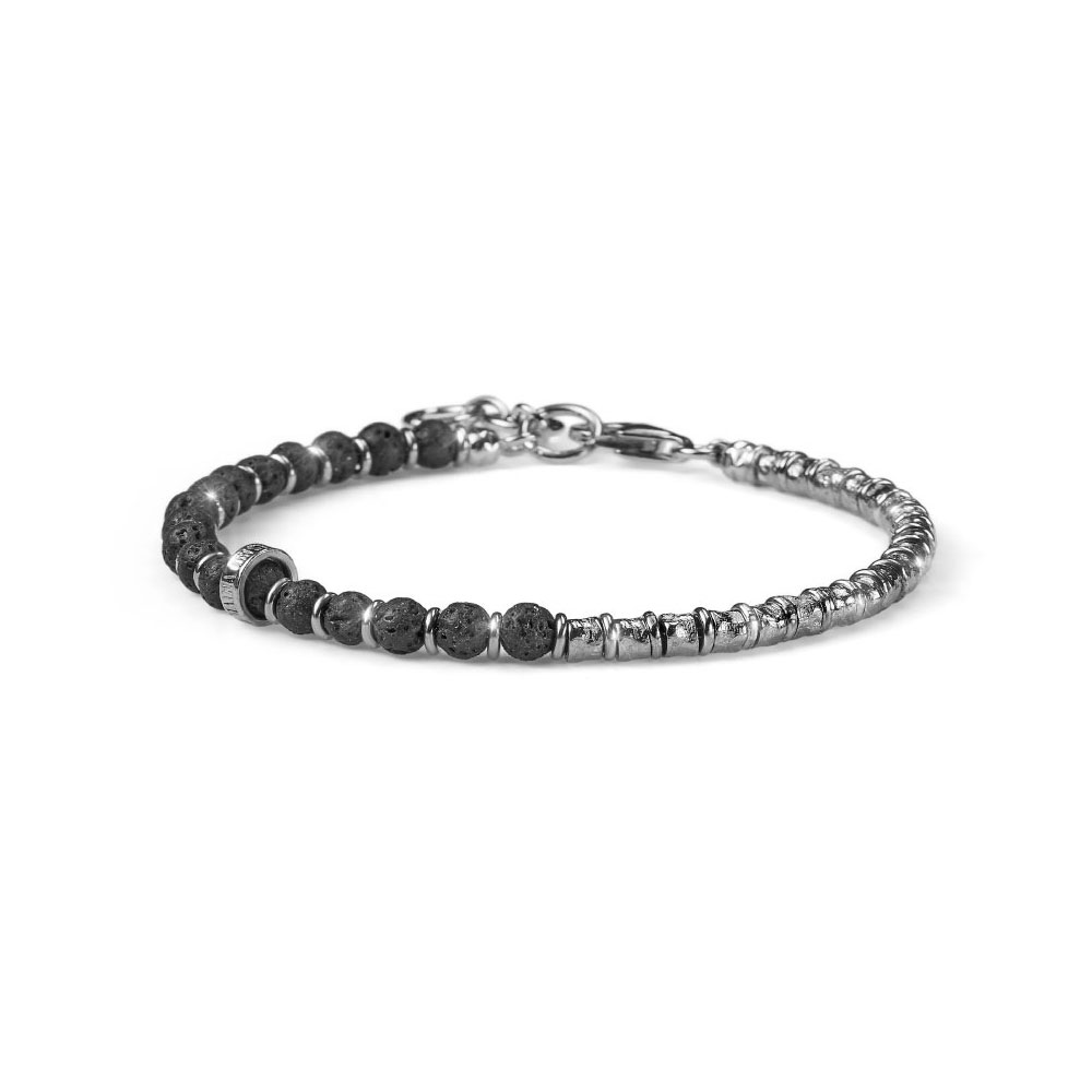 Men's bracelet silver and lava pearls - Snake Collection