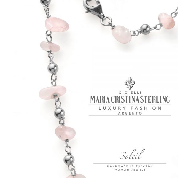 Collana donna- argento e quarzo rosa-ciondolo conchiglia-collezione Soleil-Maria Cristina Sterling